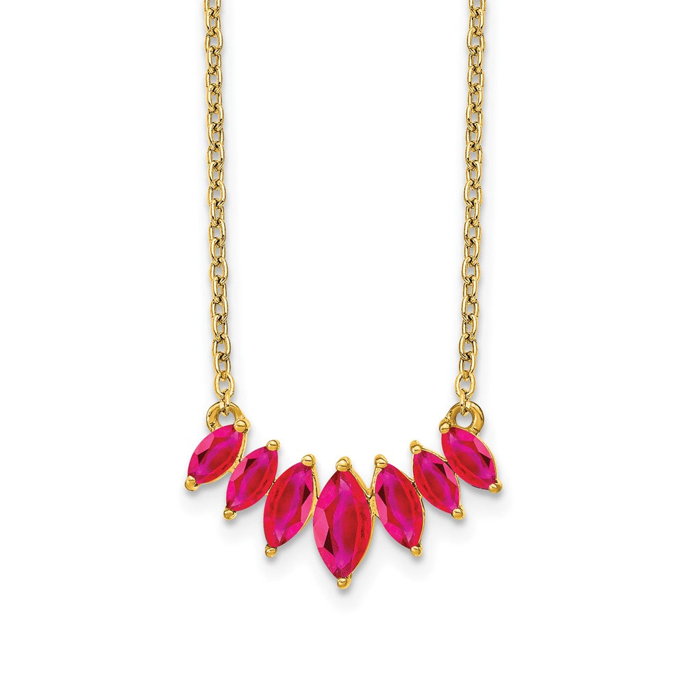 14K Yellow Gold Marquise Ruby 18 inch Necklace
