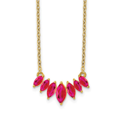 14K Yellow Gold Marquise Ruby 18 inch Necklace