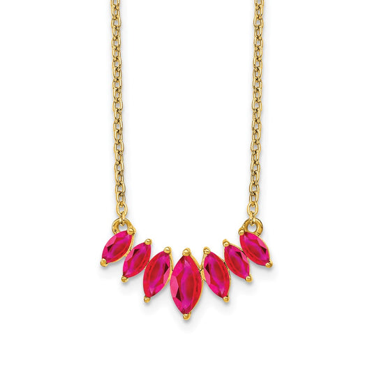 14K Yellow Gold Marquise Ruby 18 inch Necklace