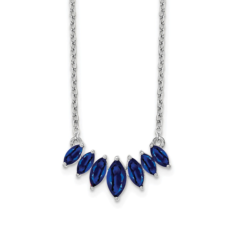 14k White Gold Marquise Sapphire 18 inch Necklace