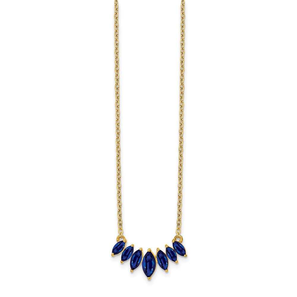 14K Yellow Gold Marquise Sapphire 18 inch Necklace