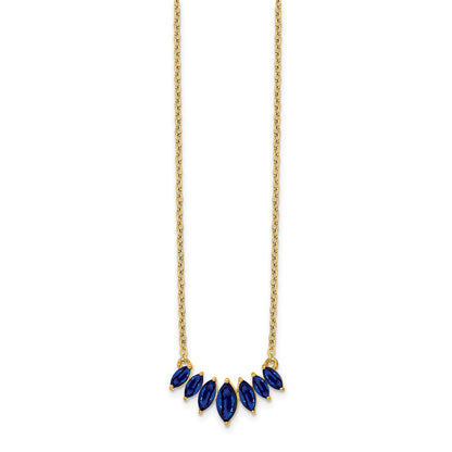 14K Yellow Gold Marquise Sapphire 18 inch Necklace