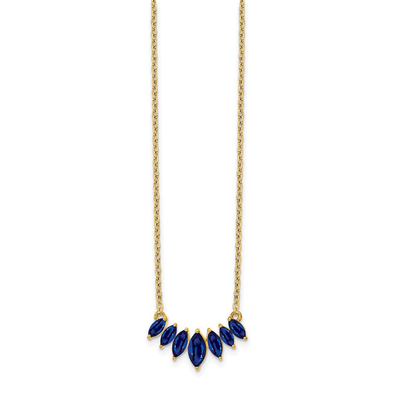 14K Yellow Gold Marquise Sapphire 18 inch Necklace
