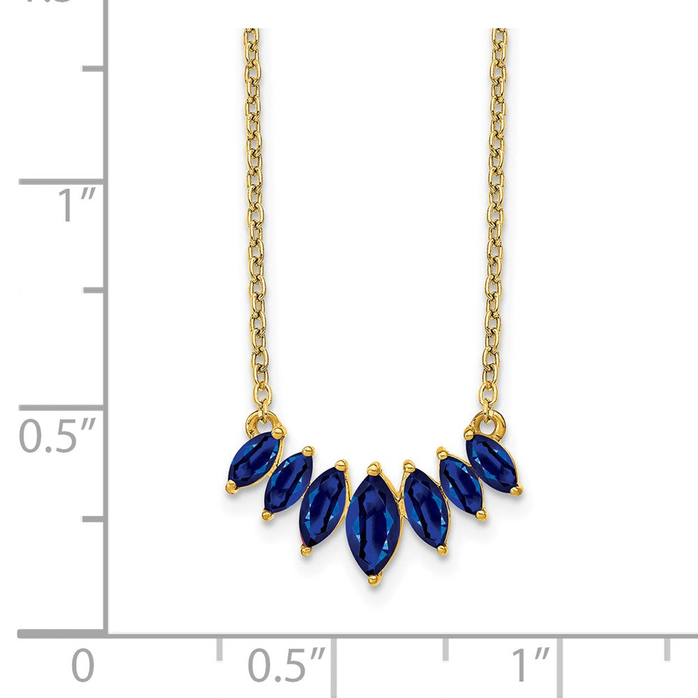 14K Yellow Gold Marquise Sapphire 18 inch Necklace