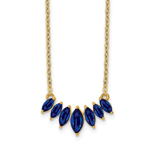 14K Yellow Gold Marquise Sapphire 18 inch Necklace