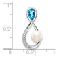 14K White Gold Blue Topaz/FWC Pearl/Real Diamond Infinity Chain Slide