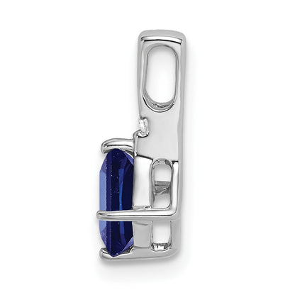 14k White Gold Cushion Sapphire and Real Diamond Pendant