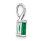 14k White Gold Rectangle Emerald and Real Diamond Pendant