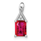 14k White Gold Emerald-shape Ruby and Real Diamond Pendant