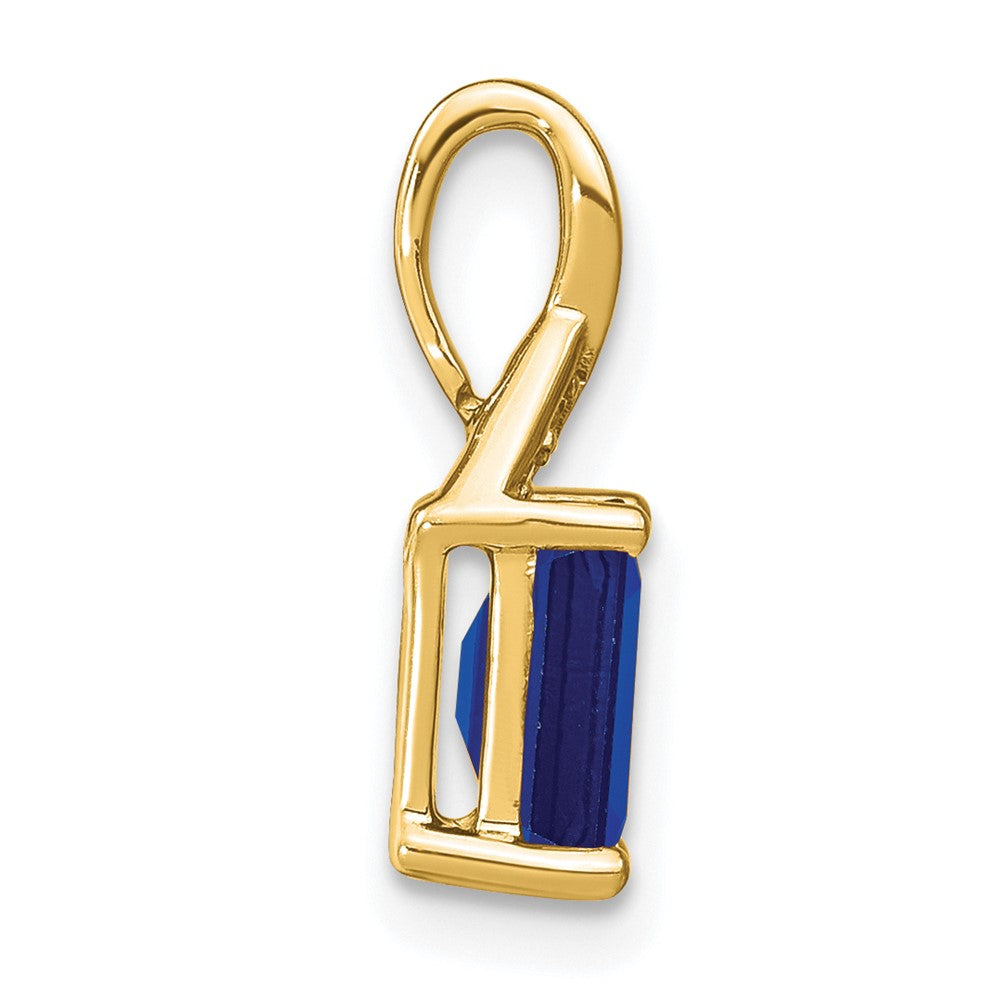 14K Yellow Gold Emerald-shape Sapphire and Real Diamond Pendant