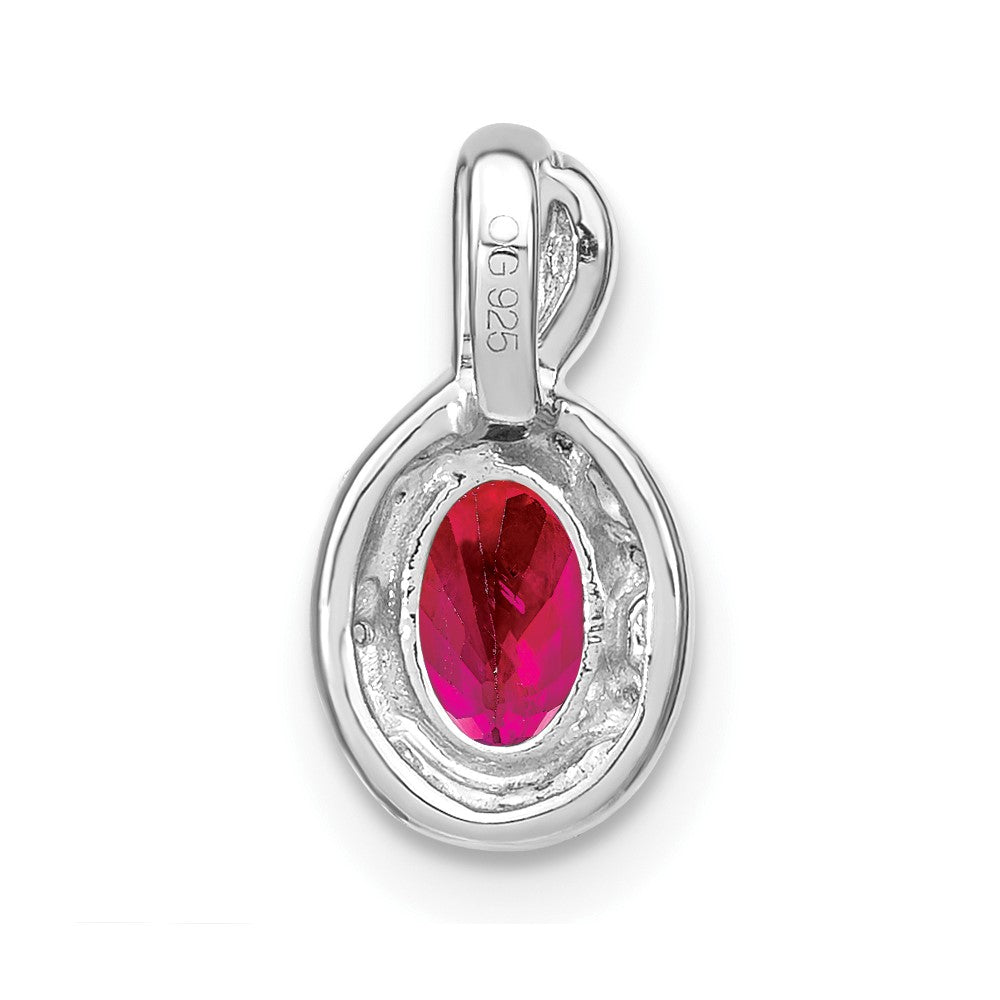 14k White Gold Oval Ruby and Real Diamond Pendant