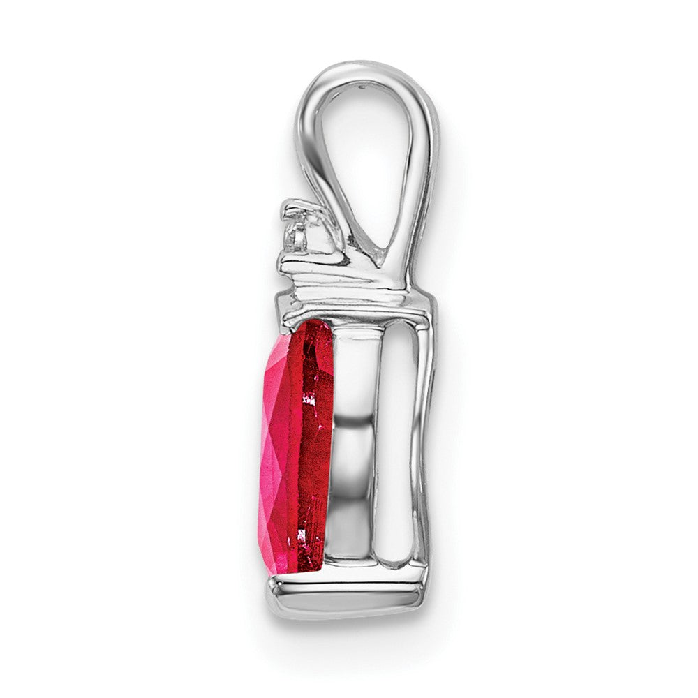 14k White Gold Pear Ruby and Real Diamond Pendant