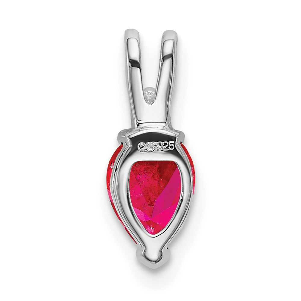 14k White Gold Pear Ruby and Real Diamond Pendant