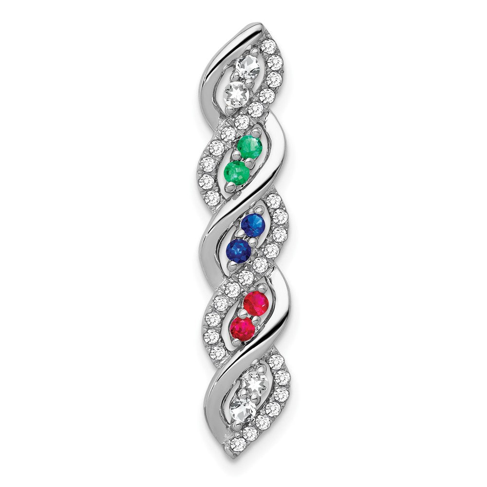 14k White Gold Ruby/Sapphire/Emerald/Real Diamond Twist Chain Slide