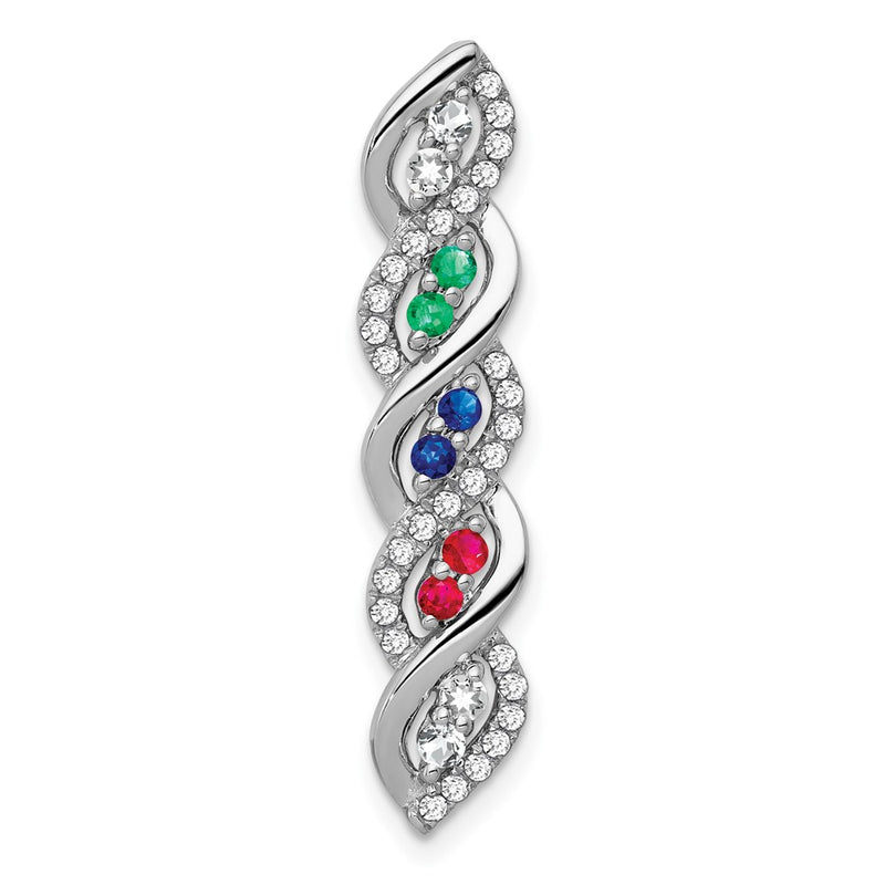 14k White Gold Ruby/Sapphire/Emerald/Real Diamond Twist Chain Slide