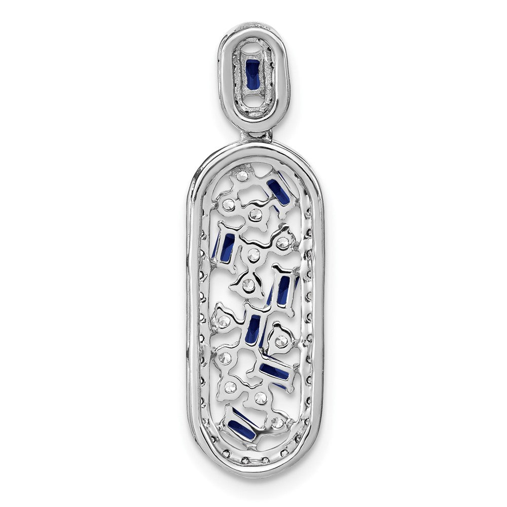 14k White Gold Sapphire and Real Diamond Oval Chain Slide