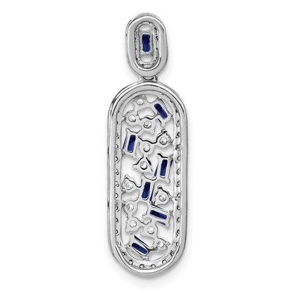 14k White Gold Sapphire and Real Diamond Oval Chain Slide
