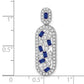 14k White Gold Sapphire and Real Diamond Oval Chain Slide