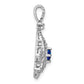 14k White Gold Sapphire and Real Diamond Pendant