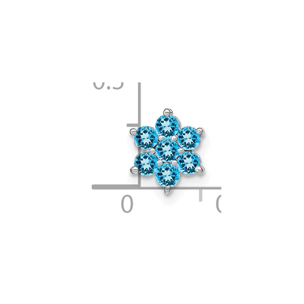 14k White Gold Cabochon Blue Topaz Floral Chain Slide