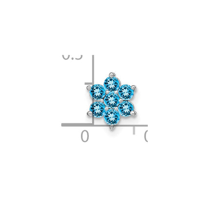 14k White Gold Cabochon Blue Topaz Floral Chain Slide
