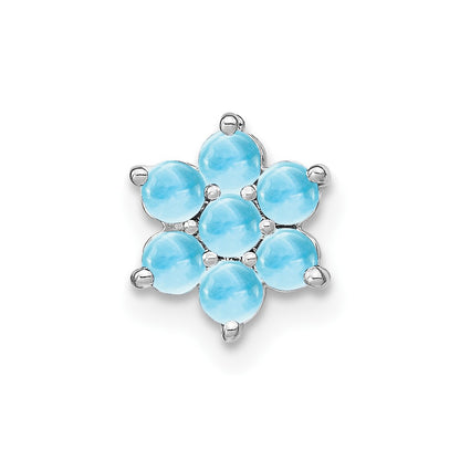 14k White Gold Cabochon Blue Topaz Floral Chain Slide