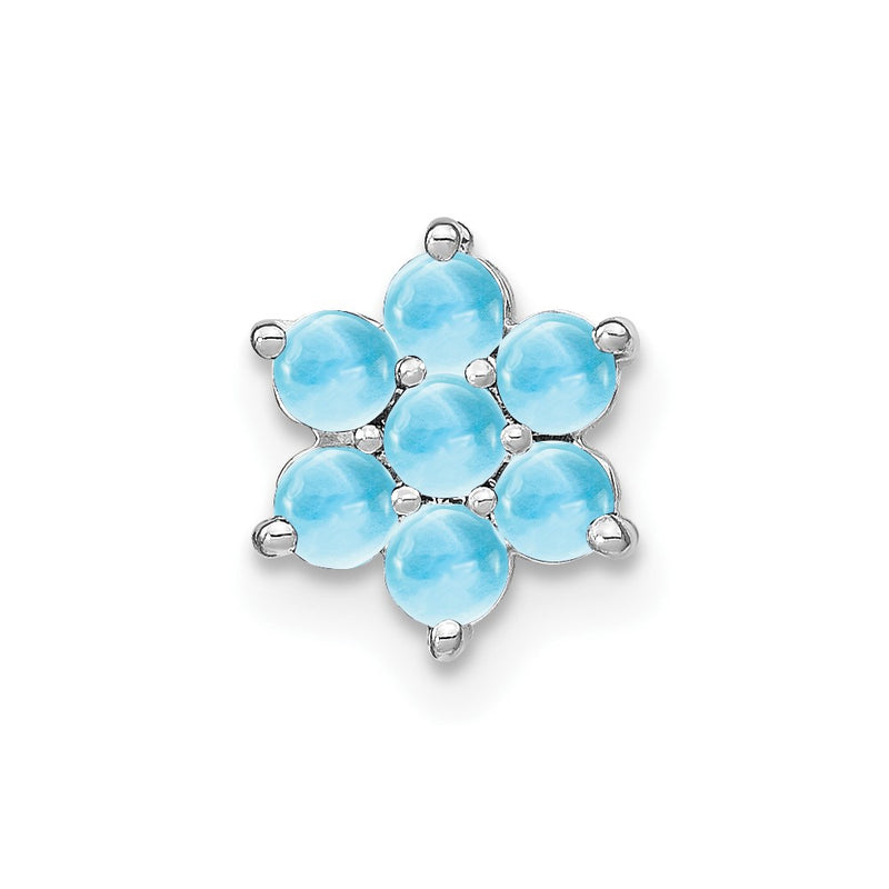 14k White Gold Cabochon Blue Topaz Floral Chain Slide