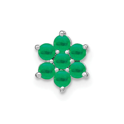 14k White Gold Emerald Floral Chain Slide