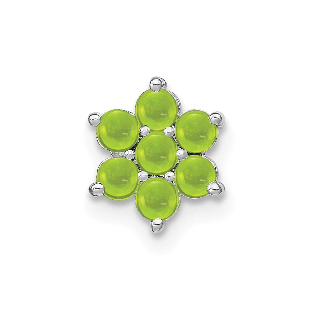 14k White Gold Cabochon Peridot Floral Chain Slide