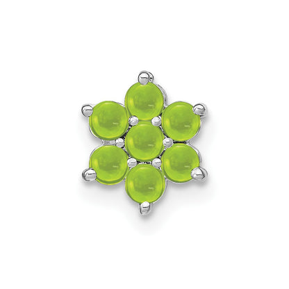 14k White Gold Cabochon Peridot Floral Chain Slide