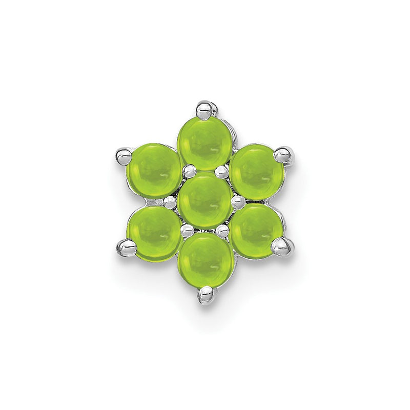 14k White Gold Cabochon Peridot Floral Chain Slide