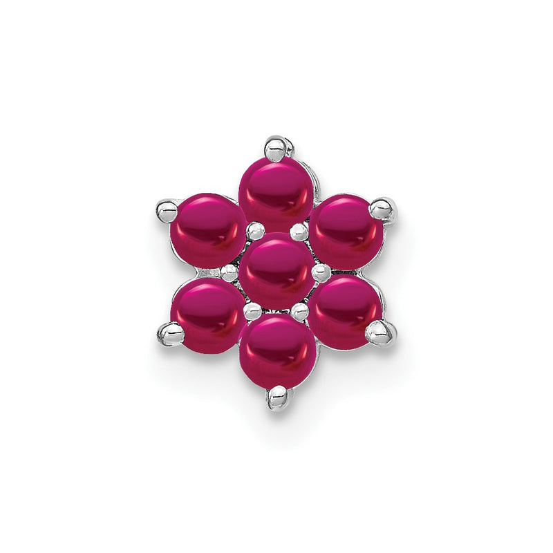 14k White Gold Ruby Floral Chain Slide