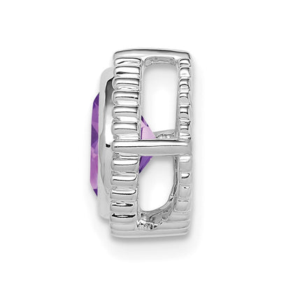 14k White Gold Cushion Amethyst Chain Slide
