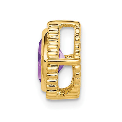 14K Yellow Gold Cushion Amethyst Chain Slide