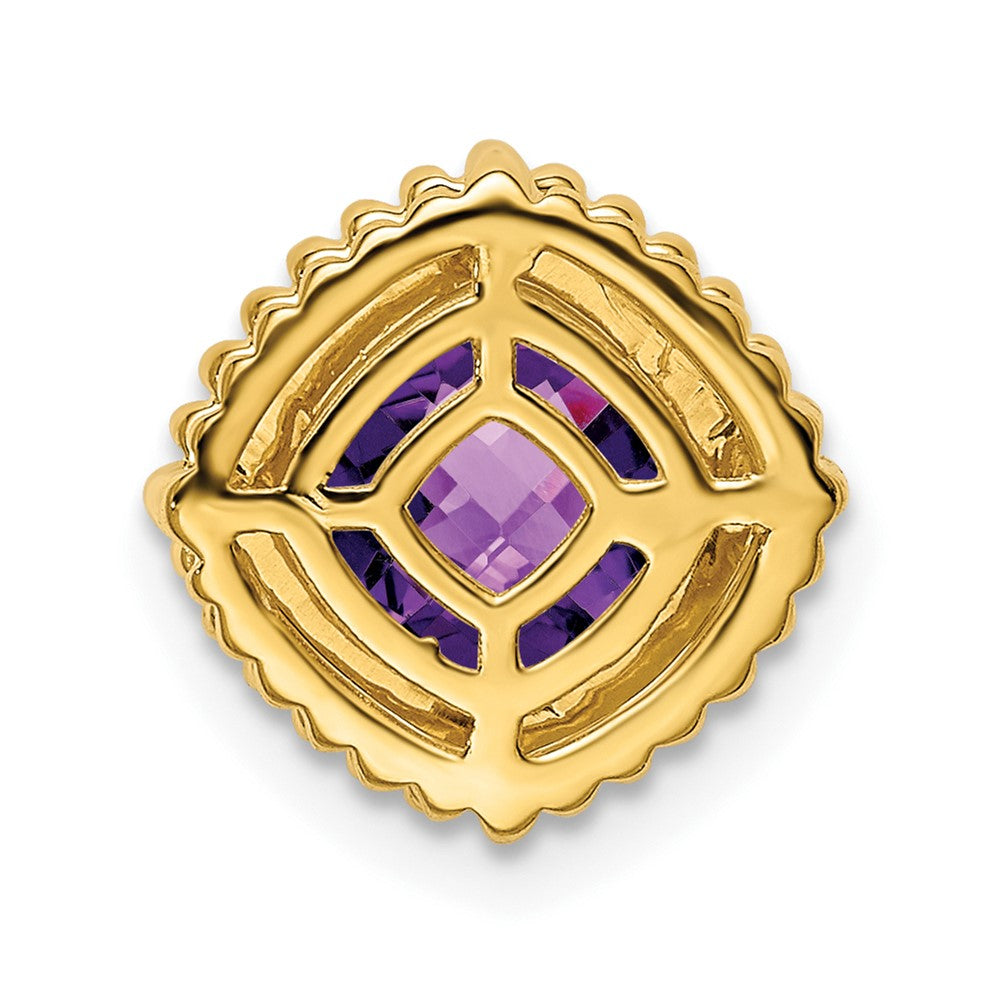 14K Yellow Gold Cushion Amethyst Chain Slide