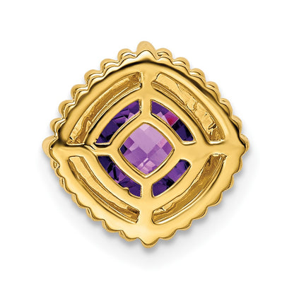 14K Yellow Gold Cushion Amethyst Chain Slide