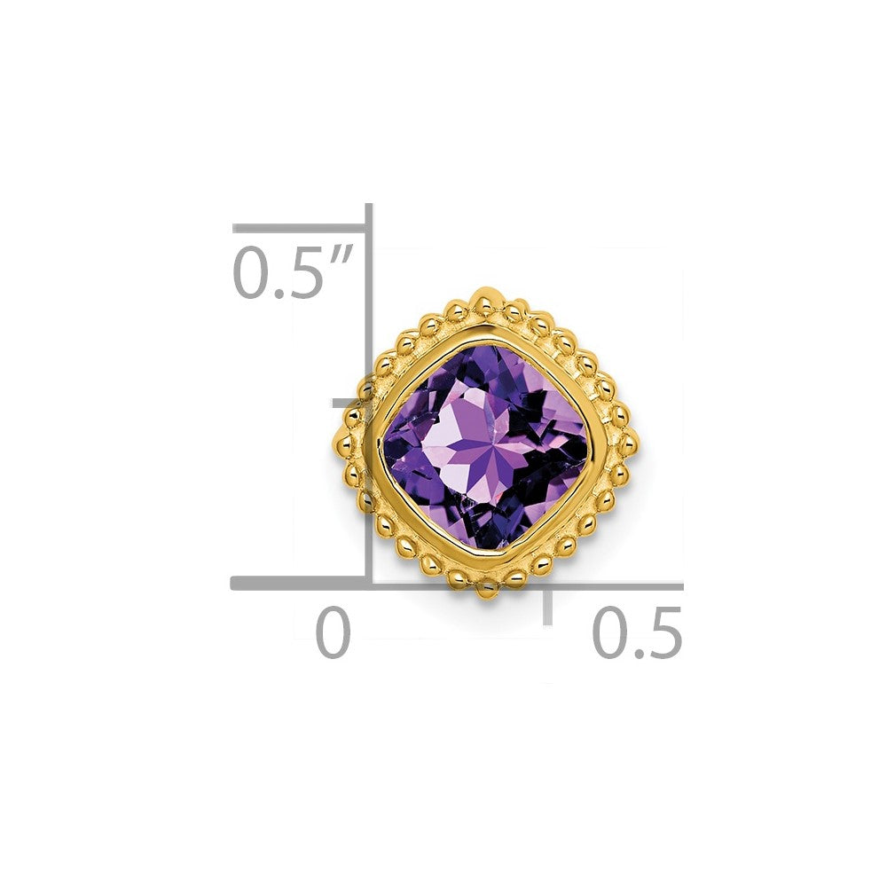 14K Yellow Gold Cushion Amethyst Chain Slide