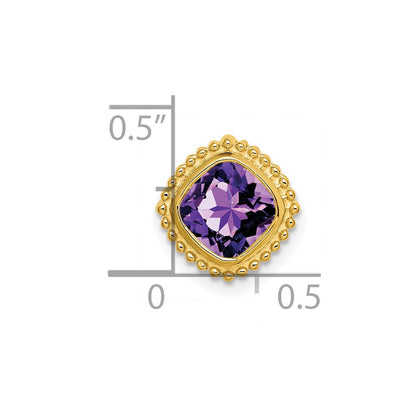 14K Yellow Gold Cushion Amethyst Chain Slide