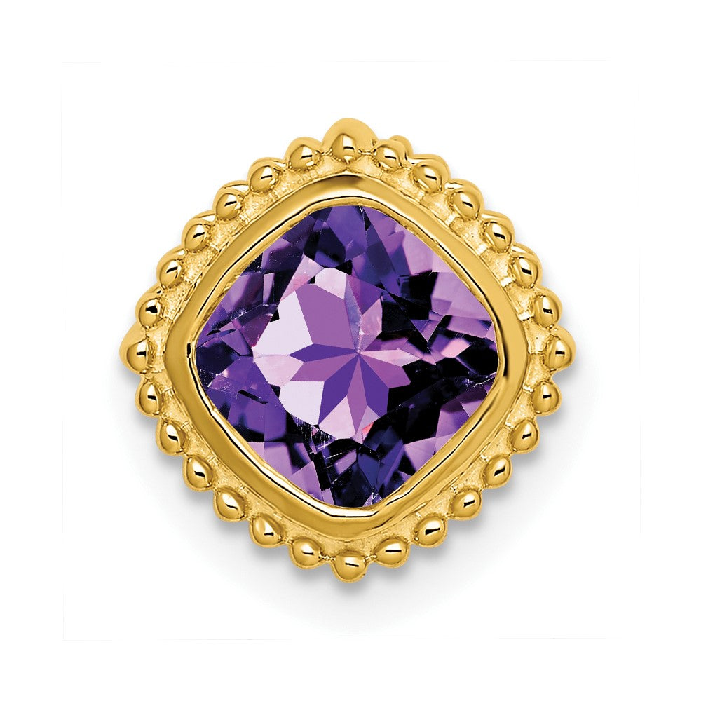 14K Yellow Gold Cushion Amethyst Chain Slide