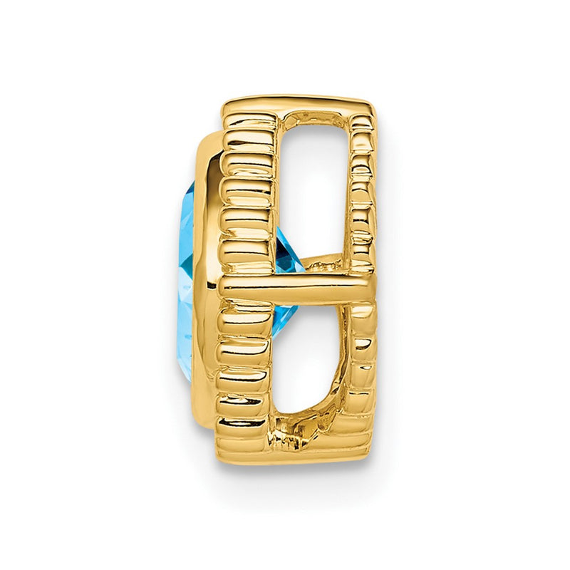 14K Yellow Gold Cushion Blue Topaz Chain Slide