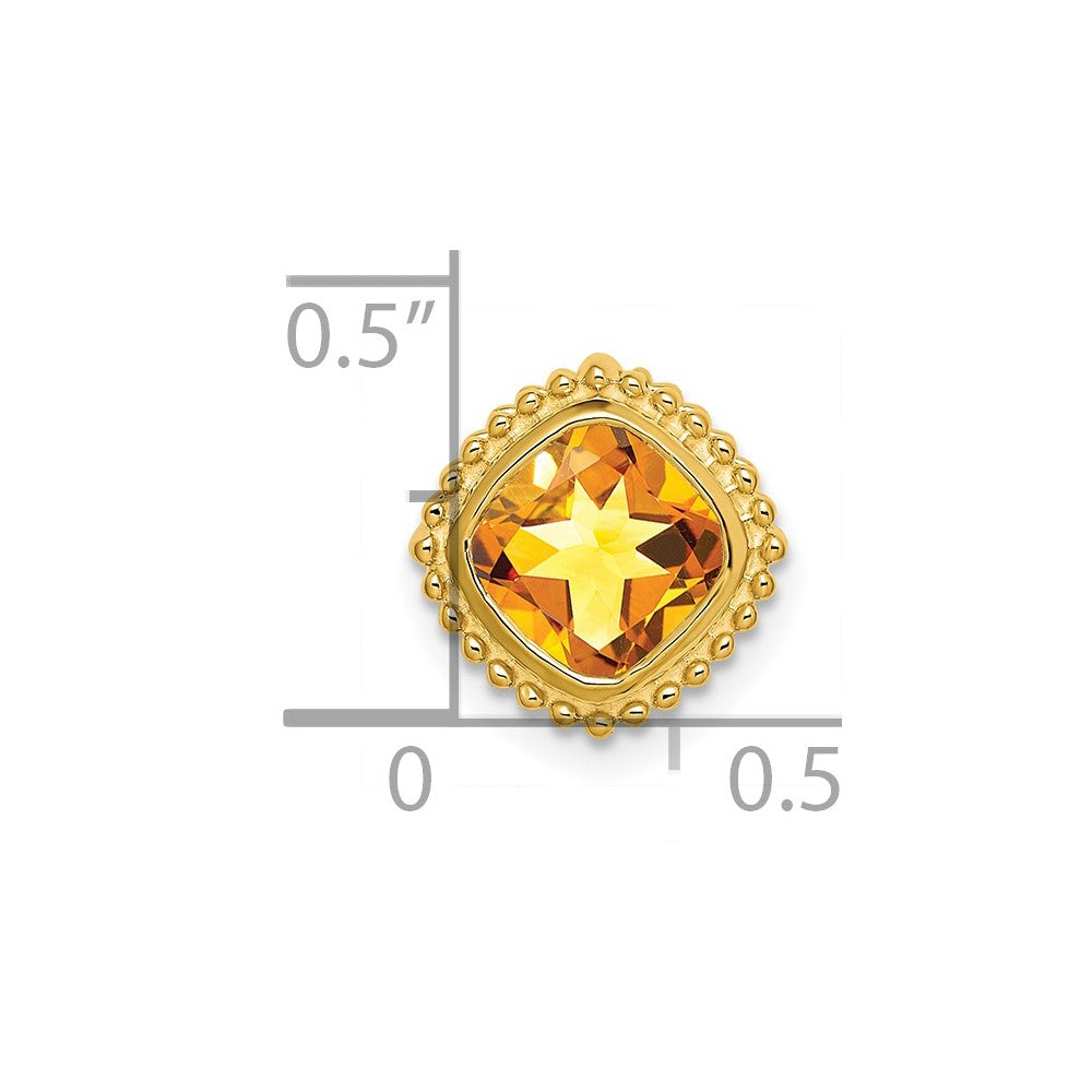14K Yellow Gold Cushion Citrine Chain Slide