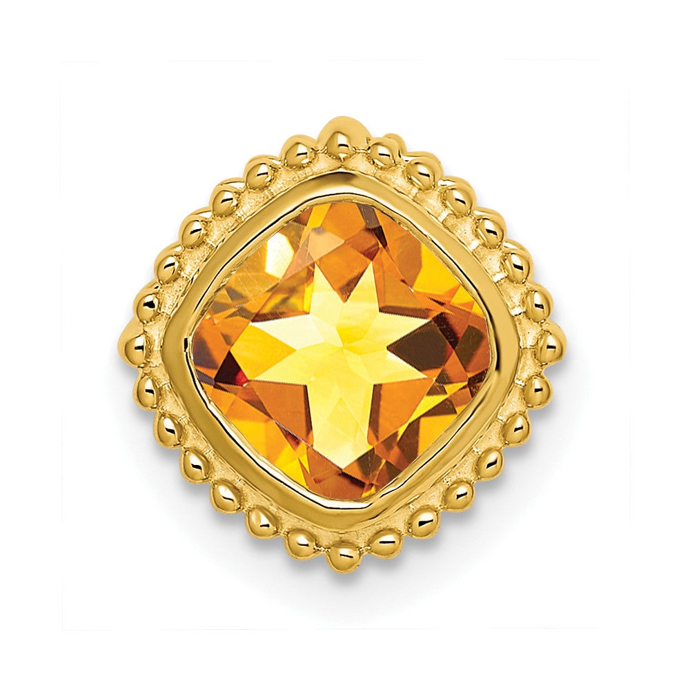 14K Yellow Gold Cushion Citrine Chain Slide