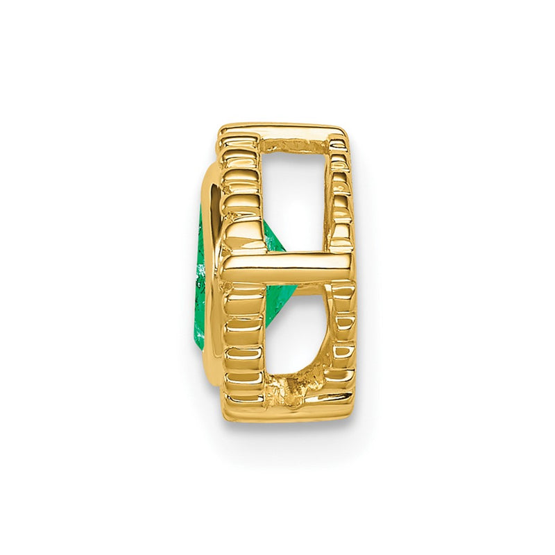 14K Yellow Gold Cushion Emerald Chain Slide