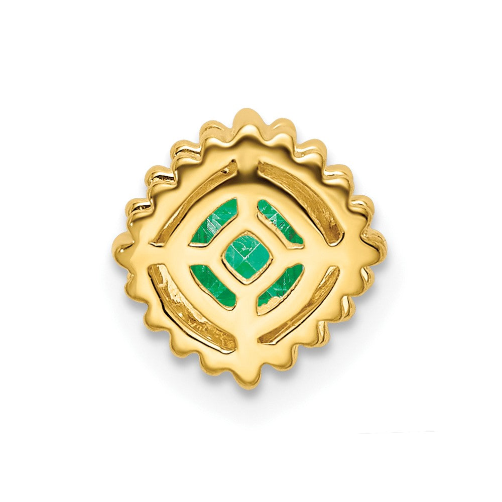 14K Yellow Gold Cushion Emerald Chain Slide