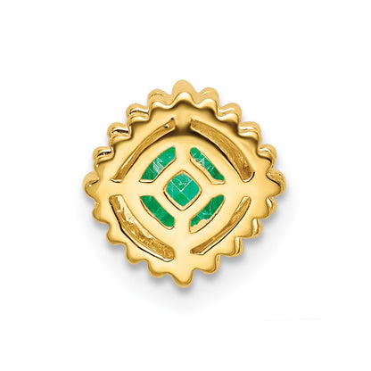 14K Yellow Gold Cushion Emerald Chain Slide