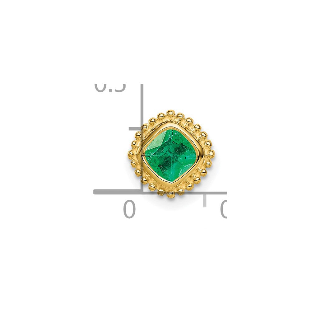 14K Yellow Gold Cushion Emerald Chain Slide