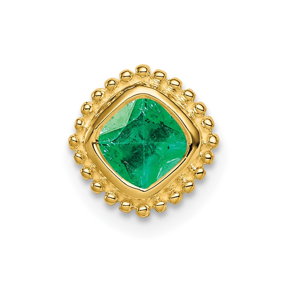 14K Yellow Gold Cushion Emerald Chain Slide