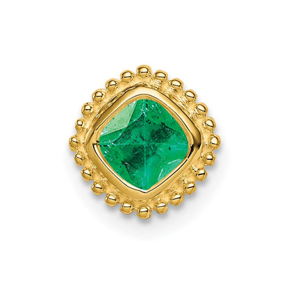 14K Yellow Gold Cushion Emerald Chain Slide
