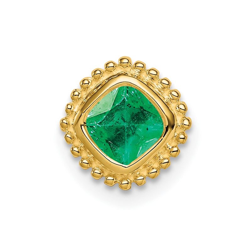 14K Yellow Gold Cushion Emerald Chain Slide