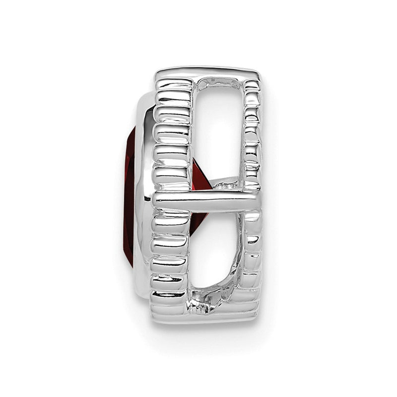 14k White Gold Cushion Garnet Chain Slide